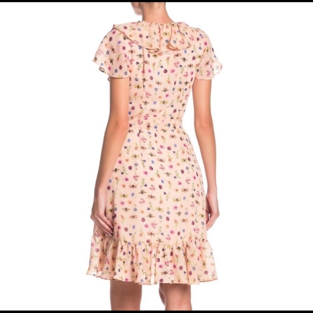 Floral Ruffle Wrap Dress - Blush Pink - Picture 2 of 8